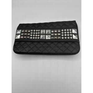 Lionel Stud Embellished Black Quilted Fold Over Clutch witchy whimsy goth 25-09